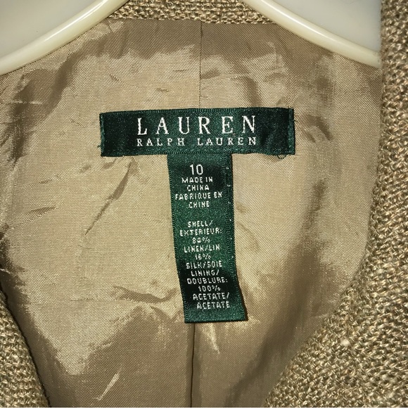 LAUREN by RALPH LAUREN Linen & Silk Blazer.  Size 10. Golden Flax Color. NWOT. - Picture 3 of 13